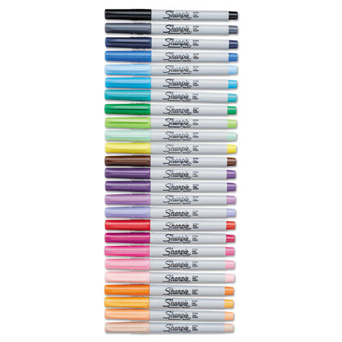 Ultra Fine Tip Permanent Marker, Ultra-Fine Needle Tip, Assorted Colors, 24/Set