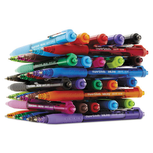 InkJoy 300 RT Ballpoint Pen, Retractable, Medium 1 mm, Blue Ink, Blue Barrel, Dozen