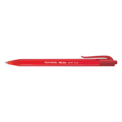 InkJoy 100 RT Ballpoint Pen, Retractable, Medium 1 mm, Red Ink, Red Barrel, Dozen