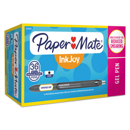 InkJoy Gel Pen, Retractable, Medium 0.7 mm, Black Ink, Black Barrel, 36/Pack