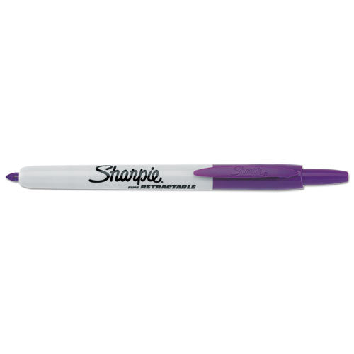 Retractable Permanent Marker, Fine Bullet Tip, Assorted Colors, 8/Set