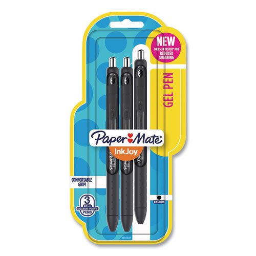 InkJoy Gel Pen, Retractable, Medium 0.7 mm, Black Ink, Black Barrel, 3/Pack