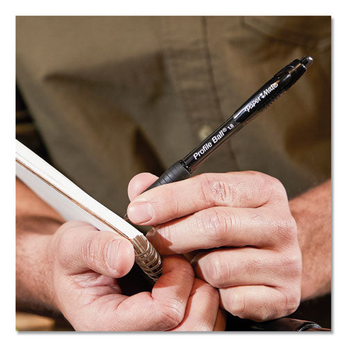Profile Ballpoint Pen, Retractable, Medium 1 mm, Black Ink, Translucent Black Barrel, 36/Pack