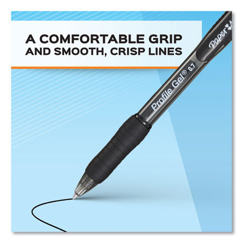 Profile Gel Pen, Retractable, Medium 0.7 mm, Blue Ink, Translucent Blue Barrel, Dozen