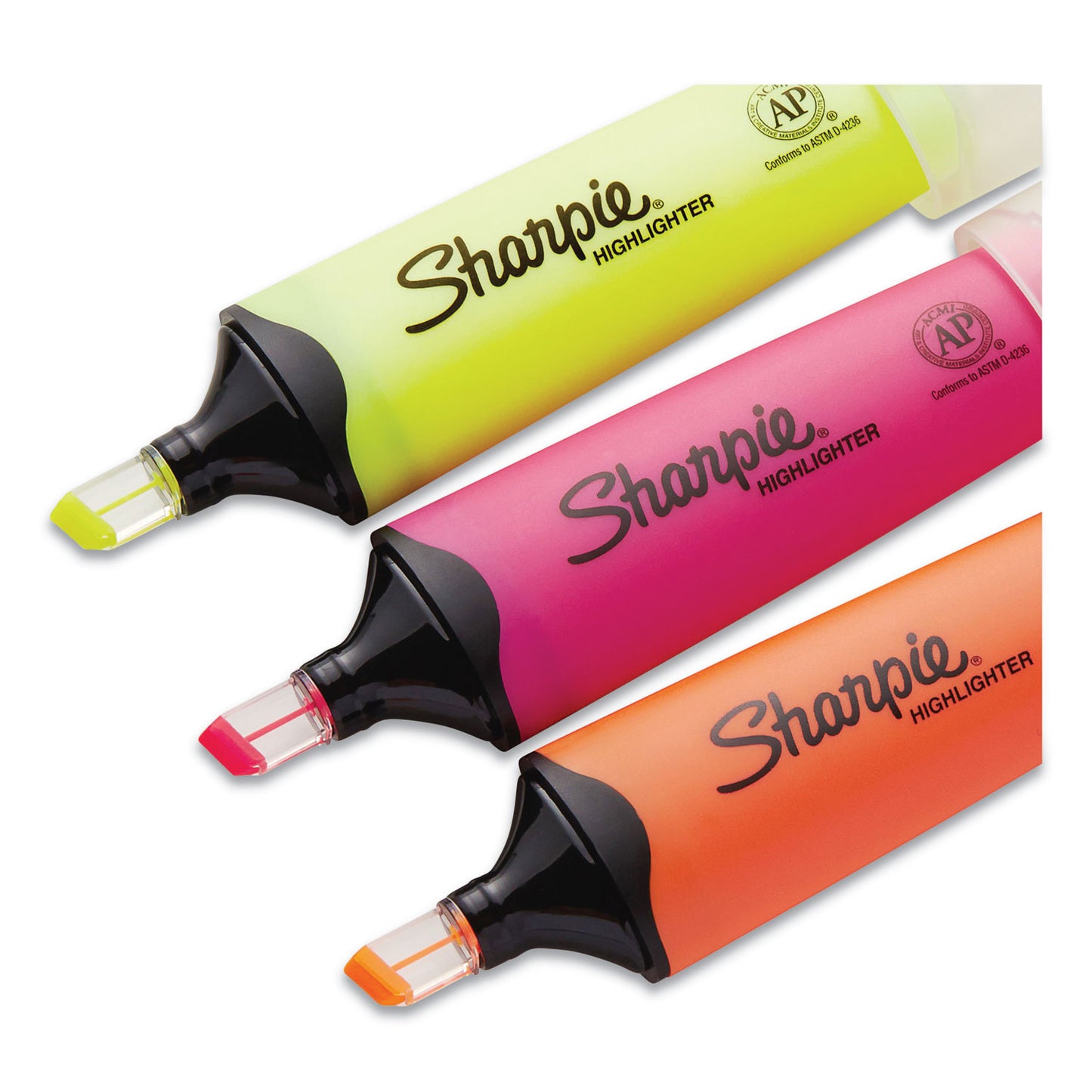 Clearview Tank-Style Highlighter, Assorted Ink Colors, Chisel Tip, Assorted Barrel Colors, 3/Pack