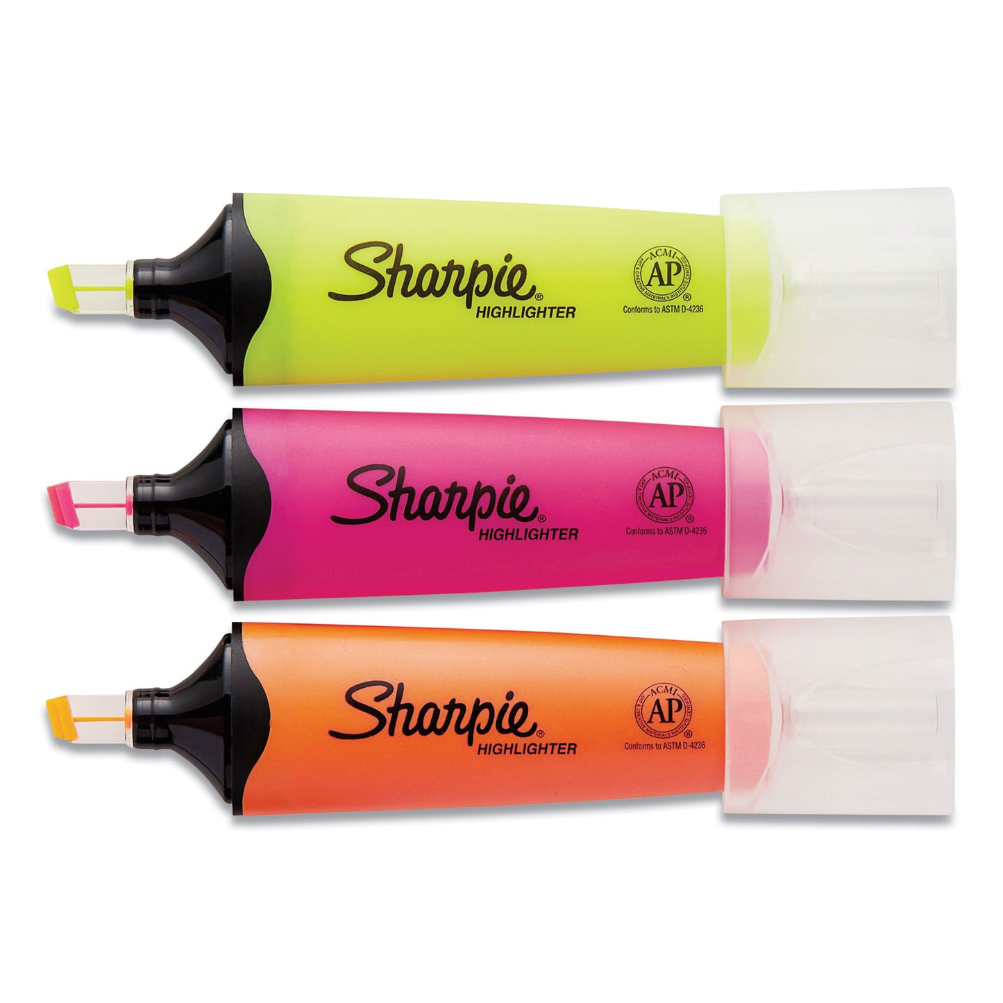 Clearview Tank-Style Highlighter, Assorted Ink Colors, Chisel Tip, Assorted Barrel Colors, 3/Pack