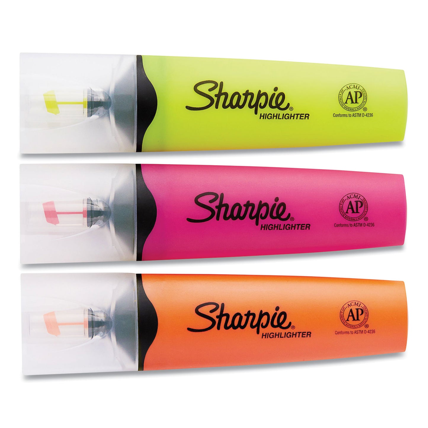 Clearview Tank-Style Highlighter, Assorted Ink Colors, Chisel Tip, Assorted Barrel Colors, 3/Pack