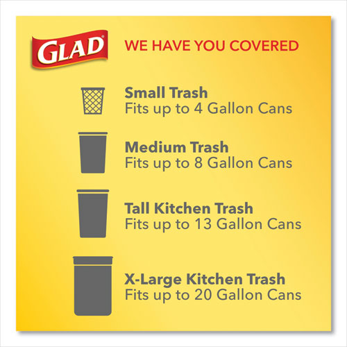 OdorShield Quick-Tie Small Trash Bags, 4 gal, 0.5 mil, 8" x 18", White, 26 Bags/Box, 6 Boxes/Carton