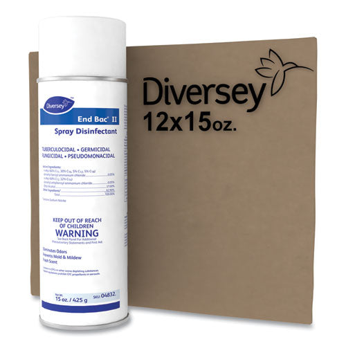 End Bac II Spray Disinfectant, Fresh Scent, 15 oz Aerosol Spray, 12/Carton