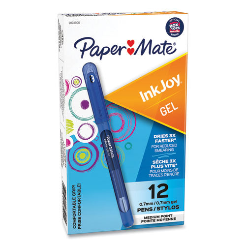 InkJoy Gel Pen, Stick, Medium 0.7 mm, Blue Ink, Blue Barrel, Dozen