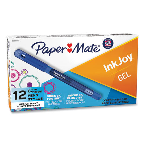 InkJoy Gel Pen, Stick, Medium 0.7 mm, Blue Ink, Blue Barrel, Dozen
