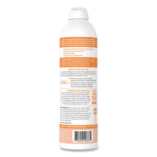 Disinfectant Sprays, Fresh Citrus/Thyme, 13.9 oz, Spray Bottle, 8/Carton