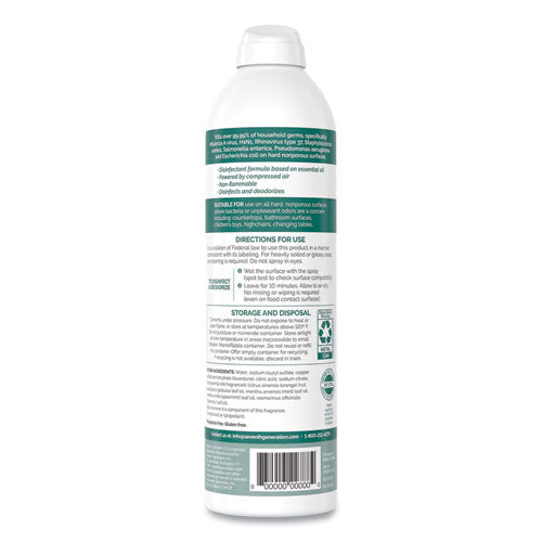 Disinfectant Sprays, Eucalyptus/Spearmint/Thyme, 13.9 oz Spray Bottle, 8/Carton