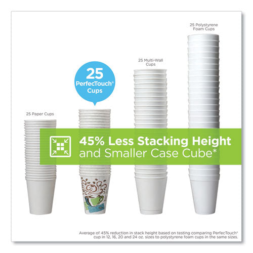 PerfecTouch Paper Hot Cups, 10 oz, Coffee Haze Design, 25/Pack