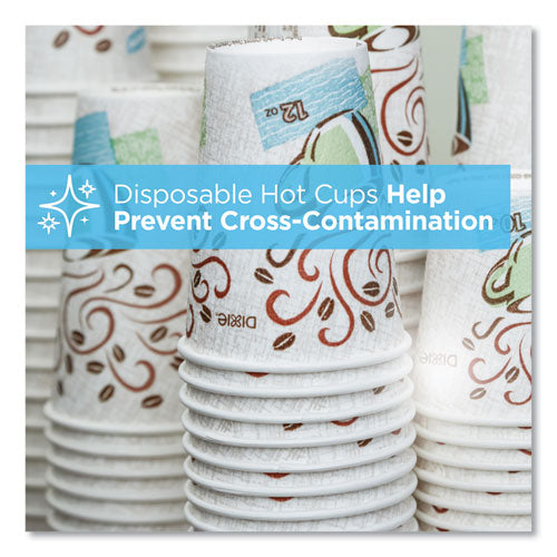 PerfecTouch Paper Hot Cups, 10 oz, Coffee Haze Design, 25/Pack