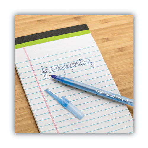 Round Stic Xtra Life Ballpoint Pen, Stick, Medium 1 mm, Blue Ink, Translucent Blue Barrel, Dozen