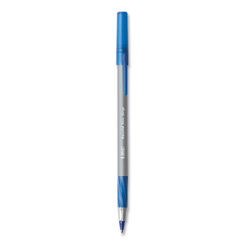 Round Stic Grip Xtra Comfort Ballpoint Pen, Medium 1 mm, Blue Ink, Gray/Blue Barrel, 24/Box, 6 Boxes/Pack