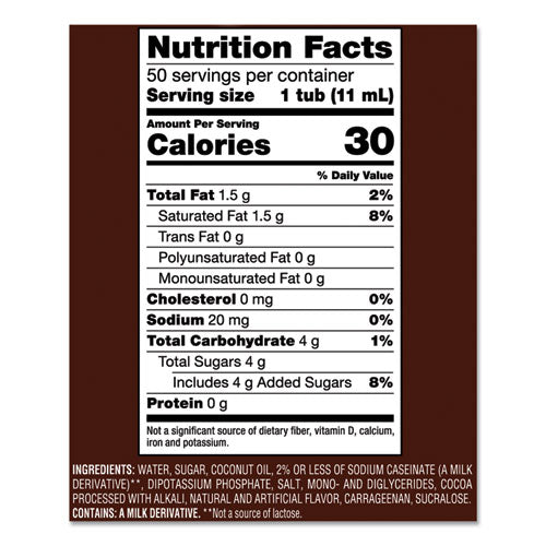 Liquid Coffee Creamer, Snickers, 0.38 oz Mini Cups, 200 Cups/Carton