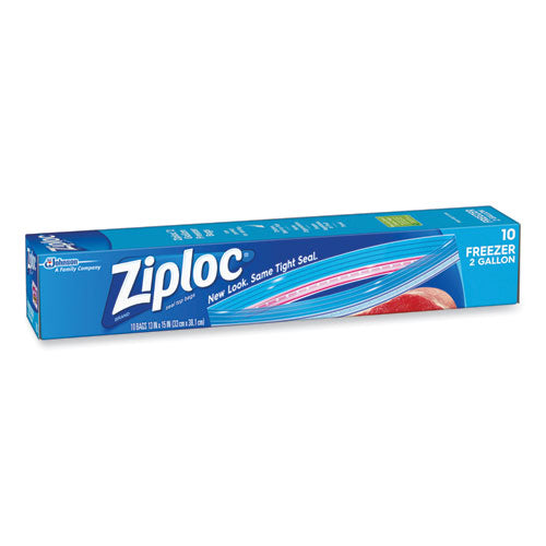 Zipper Freezer Bags, 2-gal, 13" x 15", Clear, 10/Box