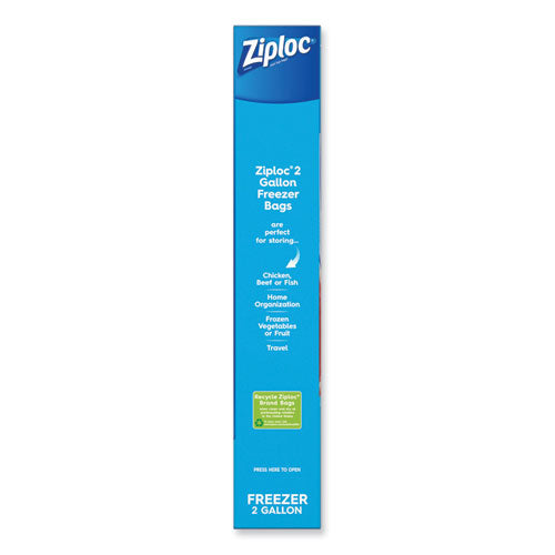 Zipper Freezer Bags, 2-gal, 13" x 15", Clear, 10/Box