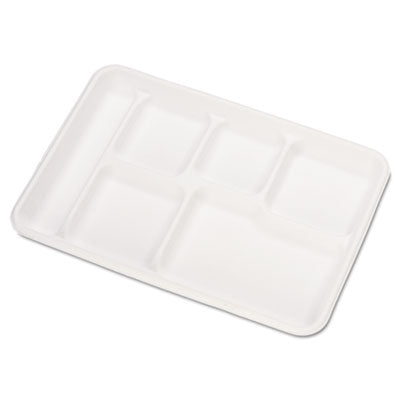 Chinet Heavy-Weight Molded Fiber Cafeteria Trays, 6-Compartment, 12.5 x 8.5, White, 500/Carton