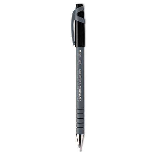 FlexGrip Ultra Ballpoint Pen, Stick, Fine 0.8 mm, Black Ink, Gray Barrel, Dozen