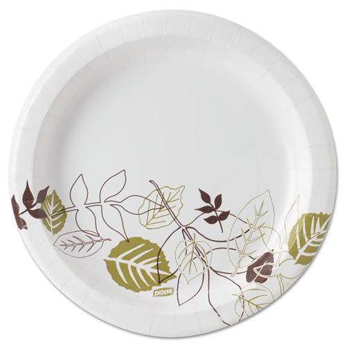 Pathways Soak-Proof Shield Mediumweight Paper Plates, 8.5" dia, Green/Burgundy, 1,000/Carton