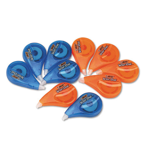 Wite-Out EZ Correct Correction Tape Value Pack, Non-Refillable, Blue/Orange Applicators, 0.17" x 472", 10/Box