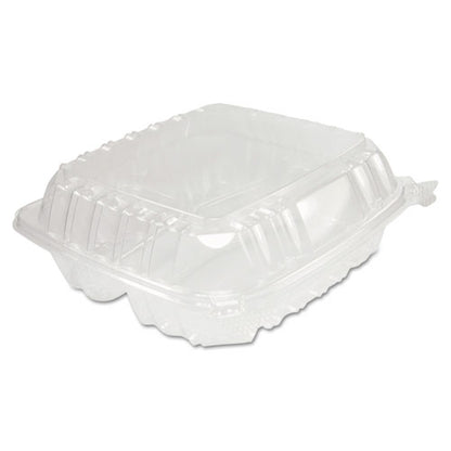 ClearSeal Hinged-Lid Plastic Containers, 8.25 x 8.25 x 3, Clear, Plastic, 125/Pack, 2 Packs/Carton