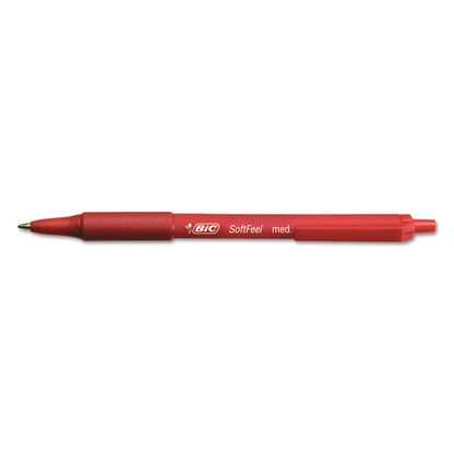 Soft Feel Ballpoint Pen, Retractable, Medium 1 mm, Red Ink, Red Barrel, Dozen