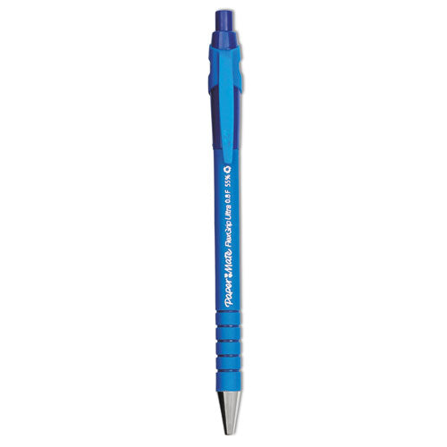 FlexGrip Ultra Ballpoint Pen, Retractable, Fine 0.8 mm, Blue Ink, Black/Blue Barrel, Dozen