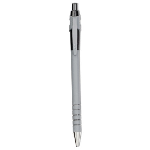 FlexGrip Ultra Ballpoint Pen, Retractable, Medium 1 mm, Black Ink, Black/Gray Barrel, Dozen