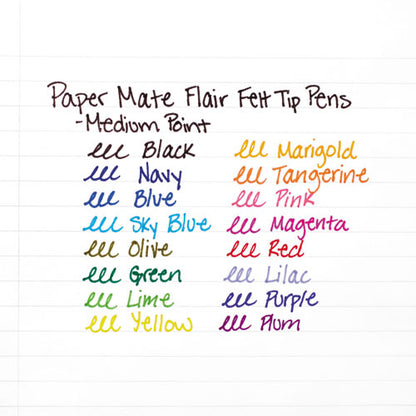Point Guard Flair Felt Tip Porous Point Pen, Stick, Medium 0.7 mm, Black Ink, Black Barrel, Dozen