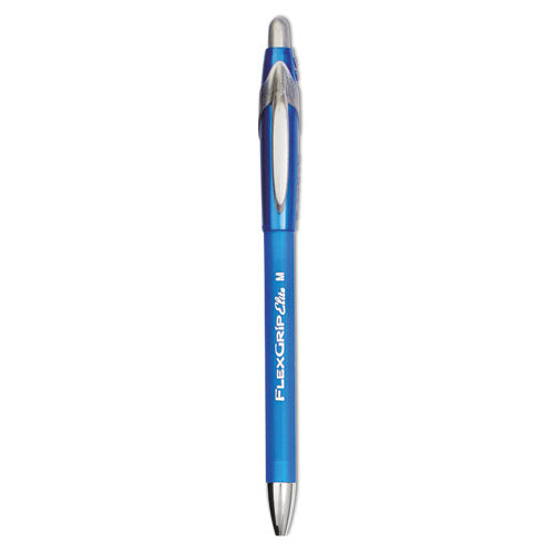 FlexGrip Elite Ballpoint Pen, Retractable, Medium 1 mm, Blue Ink, Blue Barrel, Dozen