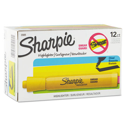 Tank Style Highlighters, Yellow Ink, Chisel Tip, Yellow Barrel, Dozen