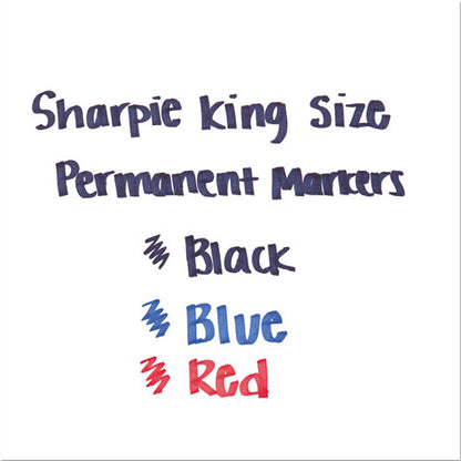 King Size Permanent Marker, Broad Chisel Tip, Black, 4/Pack