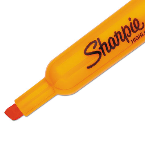 Tank Style Highlighters, Orange Ink, Chisel Tip, Orange Barrel, Dozen