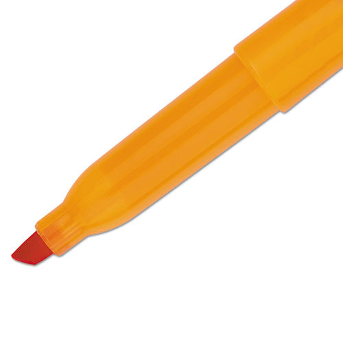 Pocket Style Highlighters, Fluorescent Orange Ink, Chisel Tip, Orange Barrel, Dozen