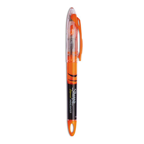 Liquid Pen Style Highlighters, Fluorescent Orange Ink, Chisel Tip, Orange/Black/Clear Barrel, Dozen