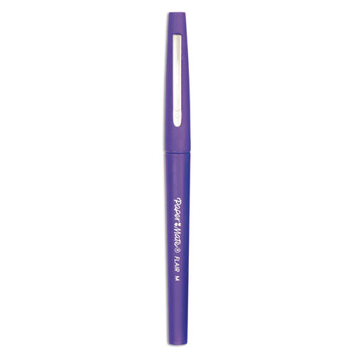 Point Guard Flair Felt Tip Porous Point Pen, Stick, Medium 0.7 mm, Purple Ink, Purple Barrel, Dozen