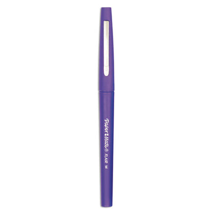 Point Guard Flair Felt Tip Porous Point Pen, Stick, Medium 0.7 mm, Purple Ink, Purple Barrel, Dozen