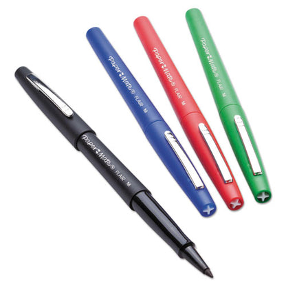 Point Guard Flair Felt Tip Porous Point Pen, Stick, Medium 0.7 mm, Blue Ink, Blue Barrel, Dozen