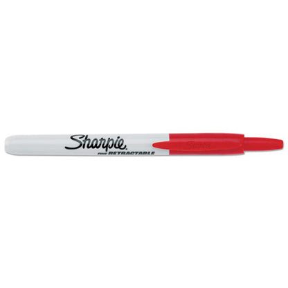 Retractable Permanent Marker, Fine Bullet Tip, Red