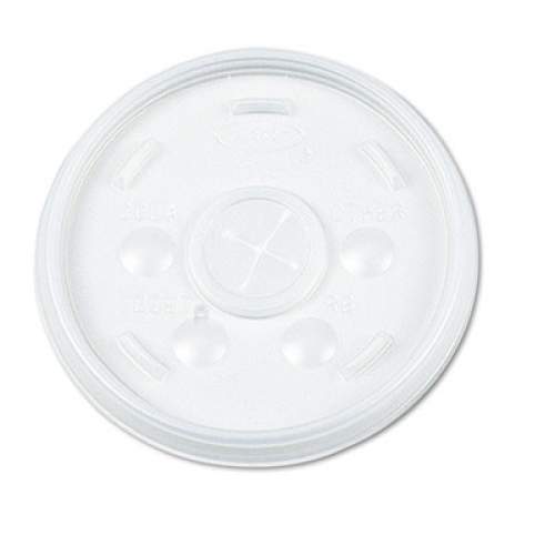 Dart Plastic Lids for Foam Cups, Bowls and Containers, Flat with Straw Slot, Fits 12-60 oz, Translucent, 500/Carton