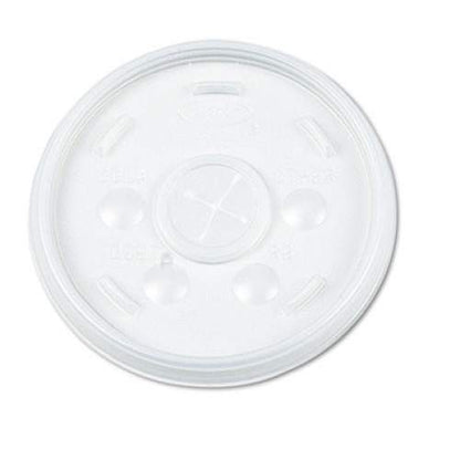 Dart Plastic Lids for Foam Cups, Bowls and Containers, Flat with Straw Slot, Fits 12-60 oz, Translucent, 500/Carton