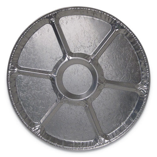 Aluminum Cater Trays, 7 Compartment Lazy Susan, 18" Diameter x 0.94"h, Silver, 50/Carton