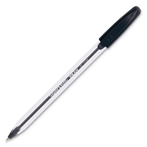 InkJoy 50ST Ballpoint Pen, Stick, Medium 1 mm, Black Ink, Clear Barrel, Dozen