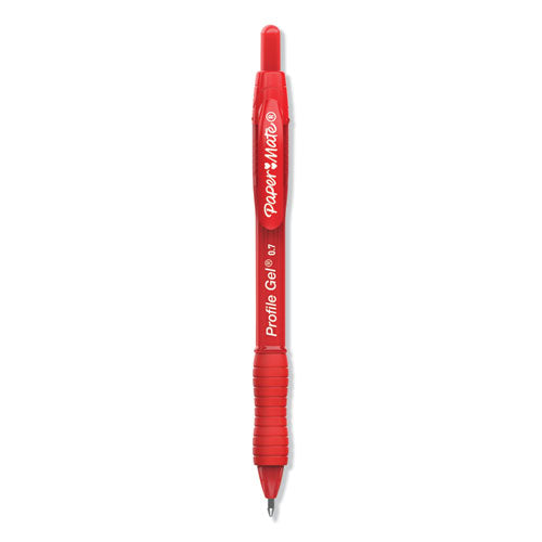 Profile Gel Pen, Retractable, Medium 0.7 mm, Red Ink, Translucent Red Barrel, Dozen