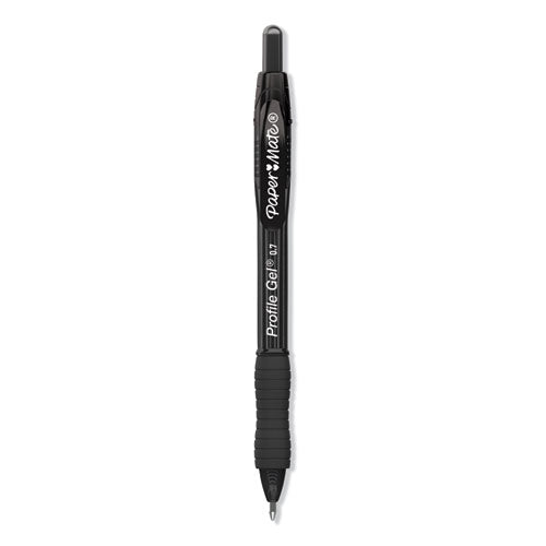 Profile Gel Pen, Retractable, Medium 0.7 mm, Black Ink, Translucent Black Barrel, 36/Pack