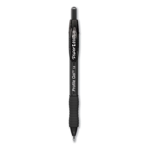 Profile Gel Pen, Retractable, Bold 1 mm, Black Ink, Translucent Black Barrel, Dozen